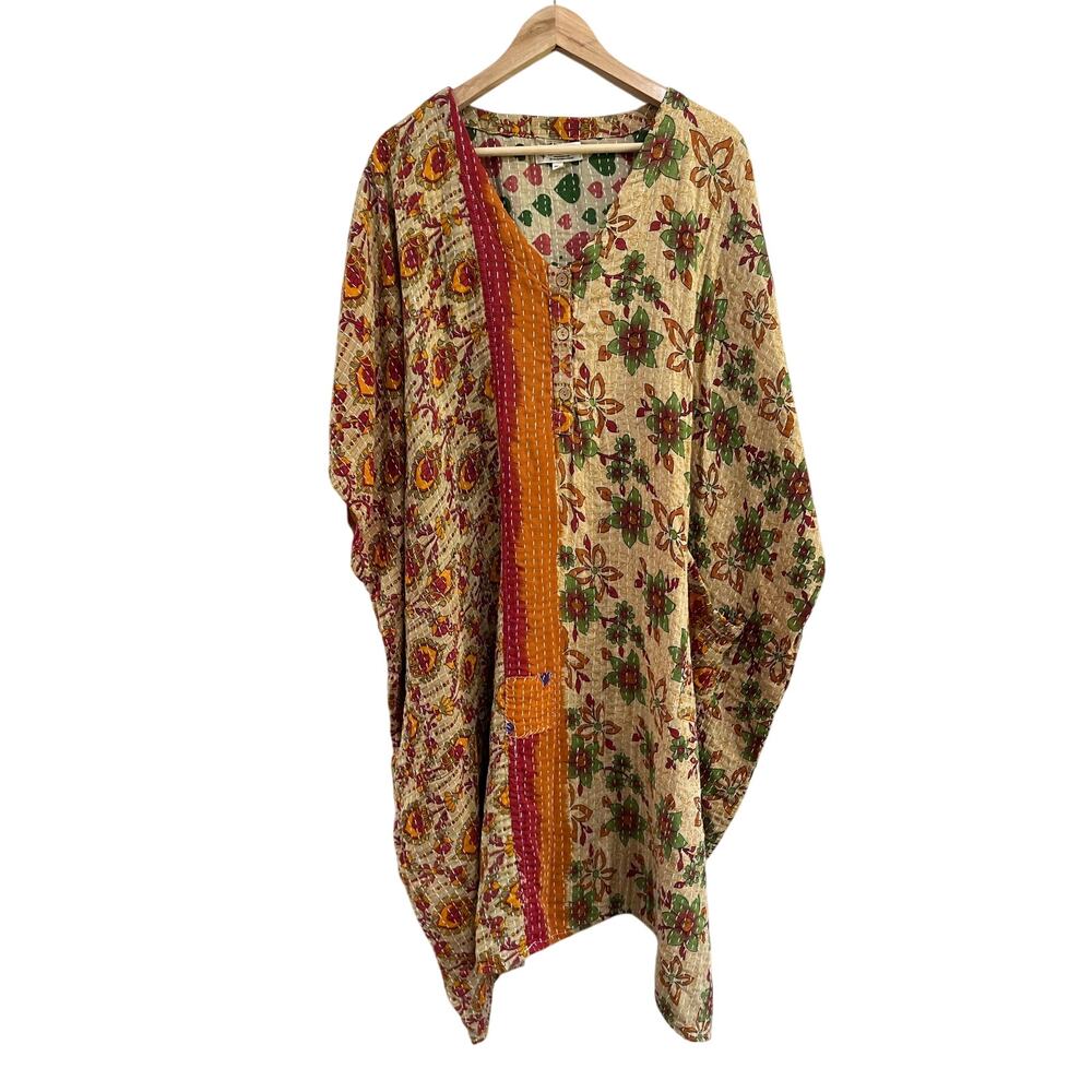 Kantha Bae Patchwork Boho Caftan Muumuu Lagenlook Free Size
